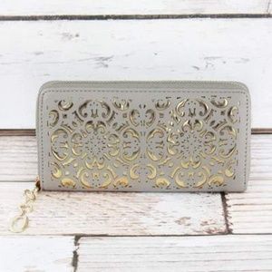 Ornate Cut Out Organizer Clutch Wallet